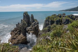 Pancake Rocks opspuitende zee